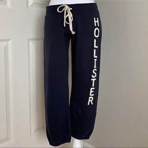 Hollister Navy Logo Cropped Jogger Sweat Pants